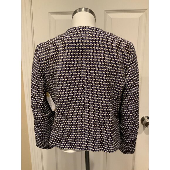 J. Crew Purple & White Tweed Jacket W/ Front Pockets, Size 8 - Picture 7 of 9